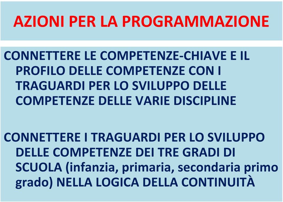 DISCIPLINE CONNETTERE I TRAGUARDI PER LO SVILUPPO DELLE COMPETENZE DEI TRE