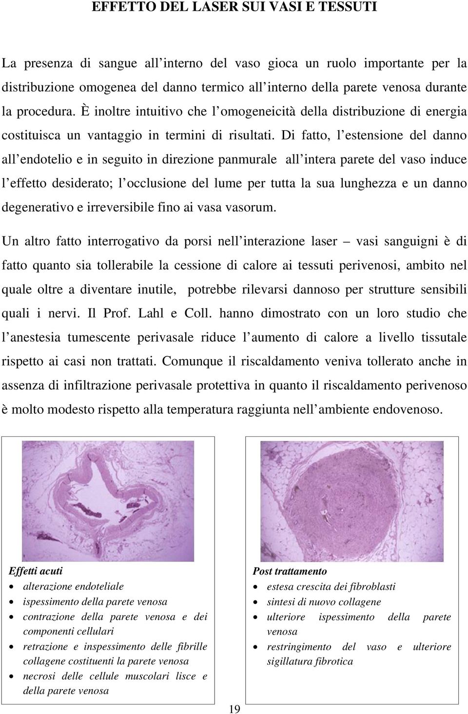 Di fatto, l estensione del danno all endotelio e in seguito in direzione panmurale all intera parete del vaso induce l effetto desiderato; l occlusione del lume per tutta la sua lunghezza e un danno