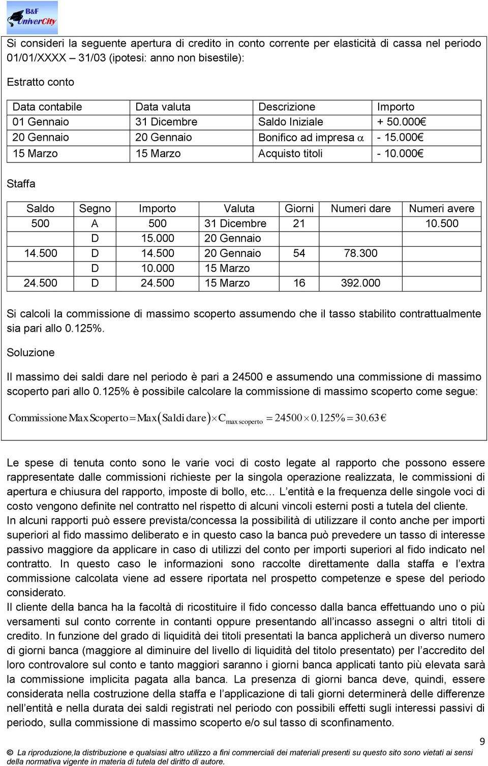 000 Staffa Saldo Segno Importo Valuta Giorni Numeri dare Numeri avere 500 A 500 31 Dicembre 21 10.500 D 15.000 20 Gennaio 14.500 D 14.500 20 Gennaio 54 78.300 D 10.000 15 Marzo 24.500 D 24.