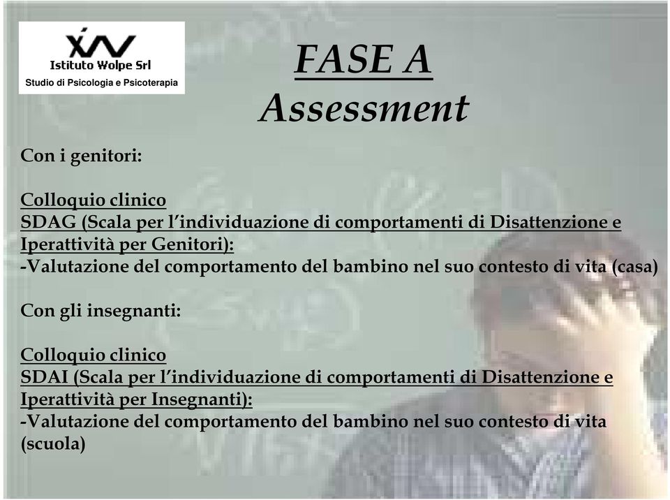 vita (casa) Con gli insegnanti: Colloquio clinico SDAI (Scala per l individuazione di comportamenti di