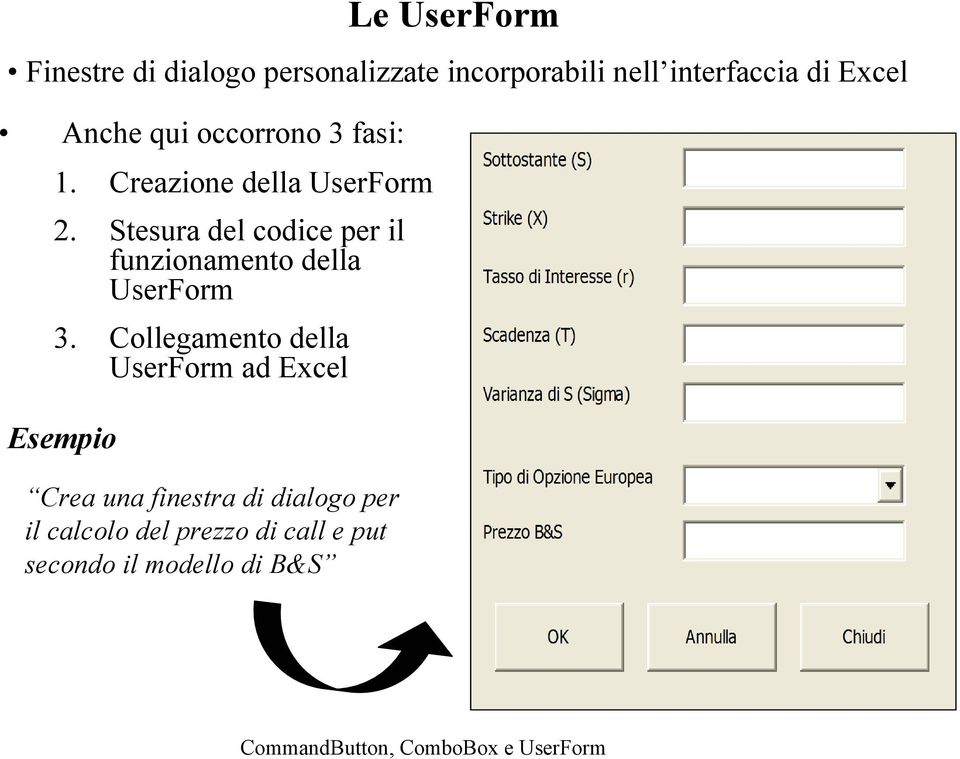 Stesura del codice per il funzionamento della UserForm 3.