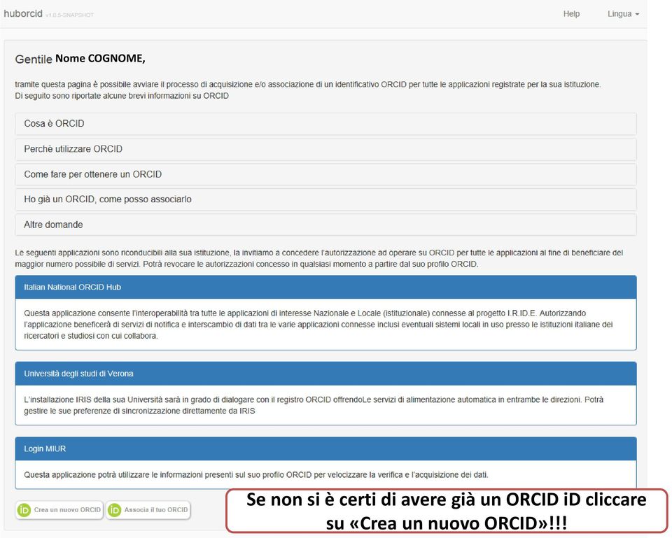 ORCID id cliccare su