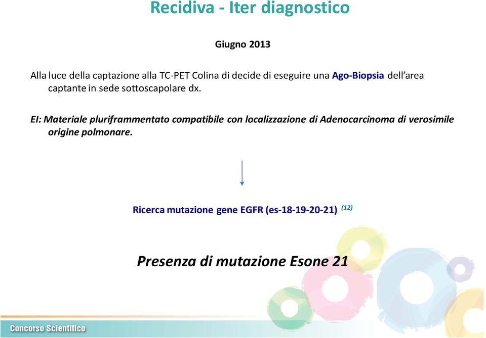 EI: Materiale pluriframmentato compatibile con localizzazione di Adenocarcinoma di