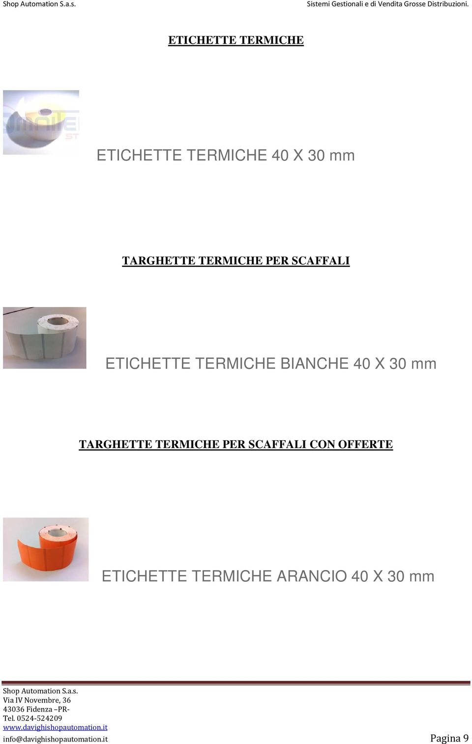 TARGHETTE TERMICHE PER SCAFFALI CON OFFERTE ETICHETTE