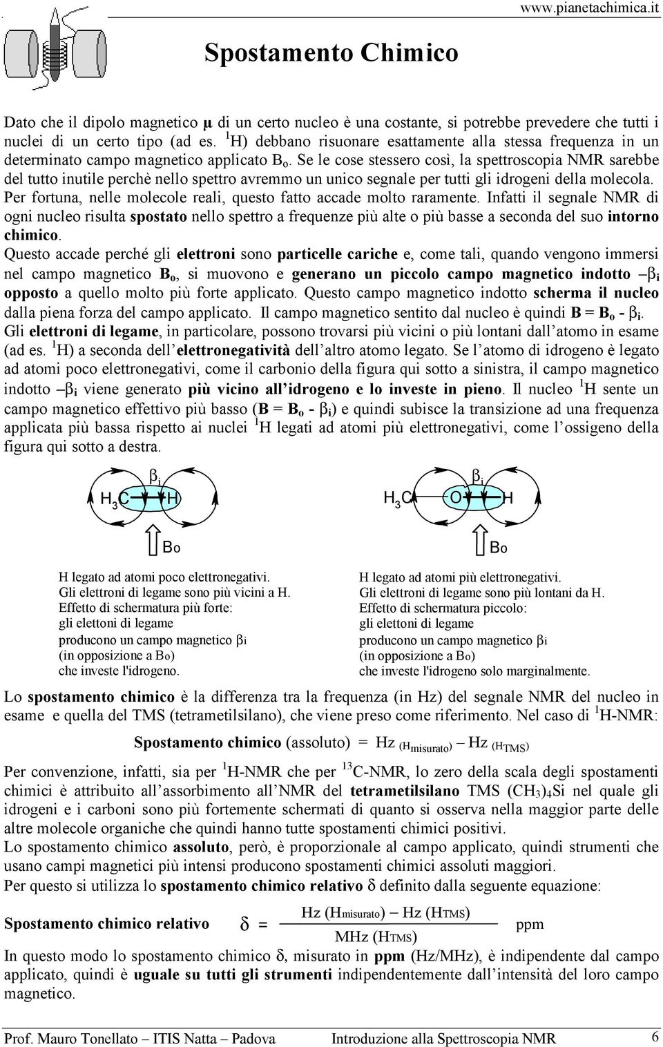 Se le cose stessero così, la spettroscopia NMR sarebbe del tutto inutile perchè nello spettro avremmo un unico segnale per tutti gli idrogeni della molecola.