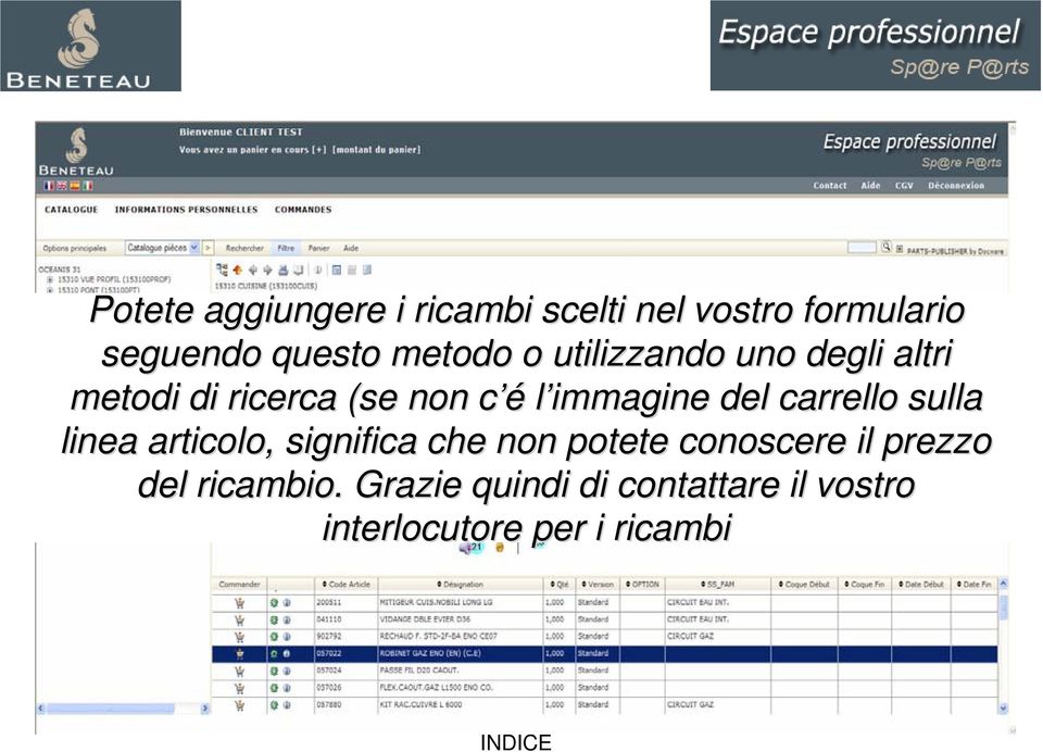 immagine del carrello sulla linea articolo, significa che non potete