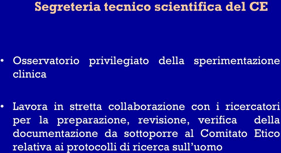 ricercatori per la preparazione, revisione, verifica della