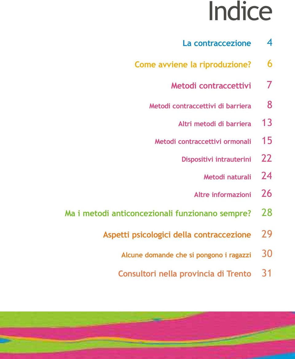 ormonali Dispositivi intrauterini Metodi naturali Altre informazioni Ma i metodi anticoncezionali