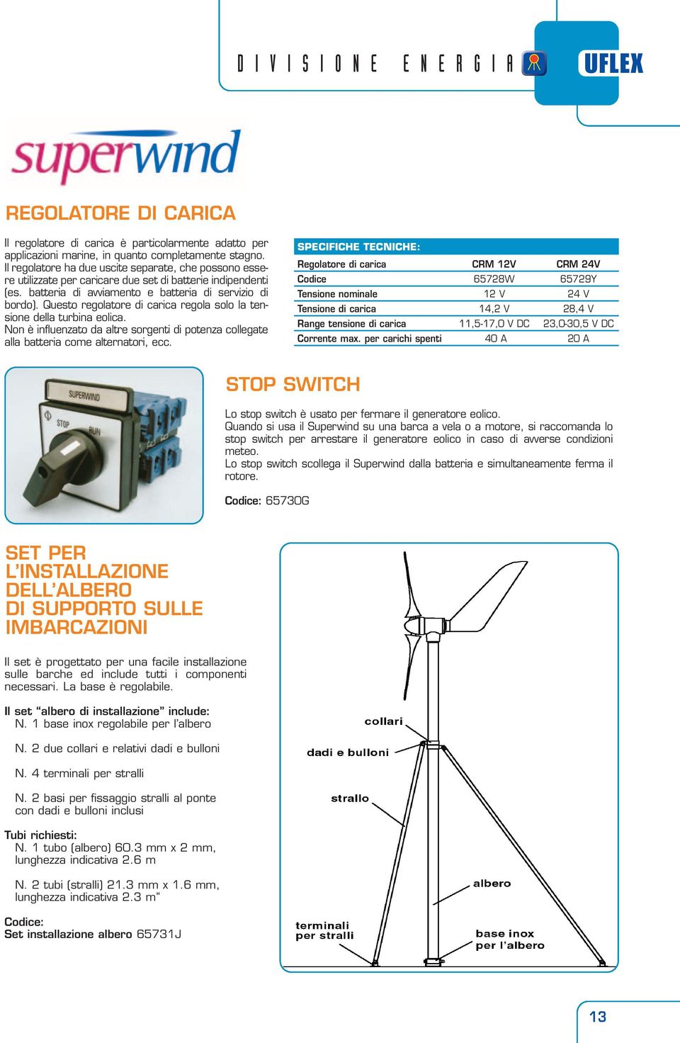 Questo regolatore di carica regola solo la tensione della turbina eolica. Non è influenzato da altre sorgenti di potenza collegate alla batteria come alternatori, ecc.