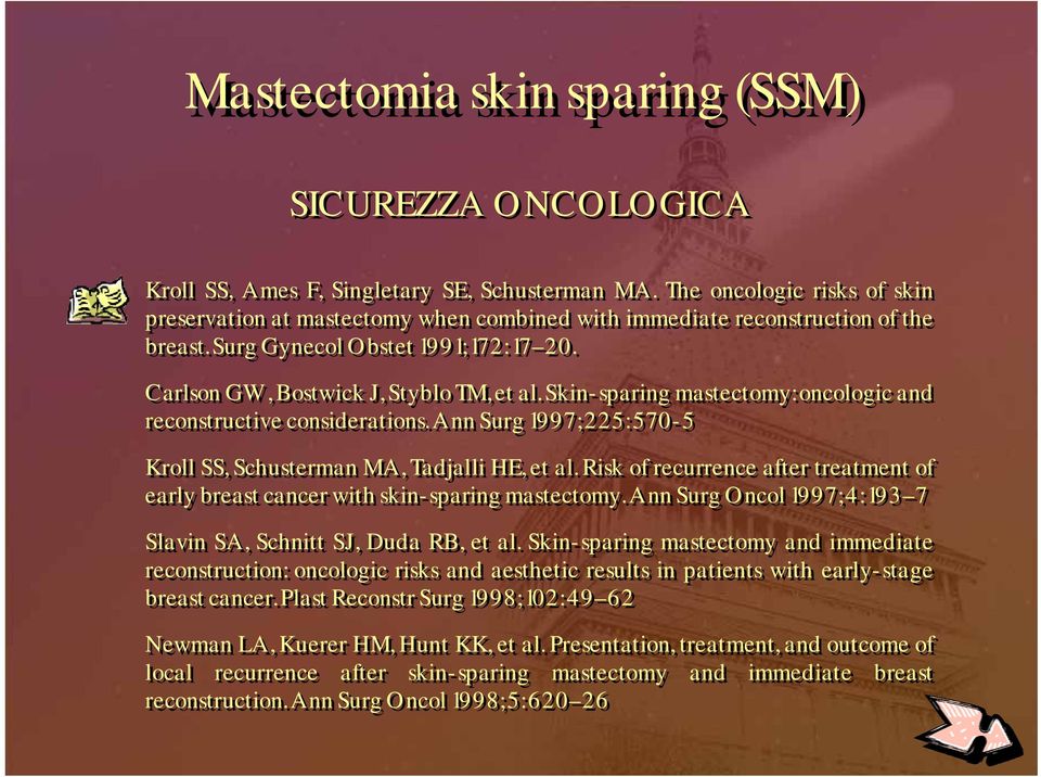 Skin-sparing mastectomy: oncologic and reconstructive considerations. Ann Surg 1997; 225: 570-5 Kroll SS, Schusterman MA, Tadjalli HE, et al.