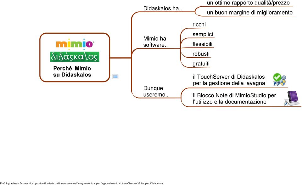 qualità/prezzo un buon margine di miglioramento il TouchServer di Didaskalos