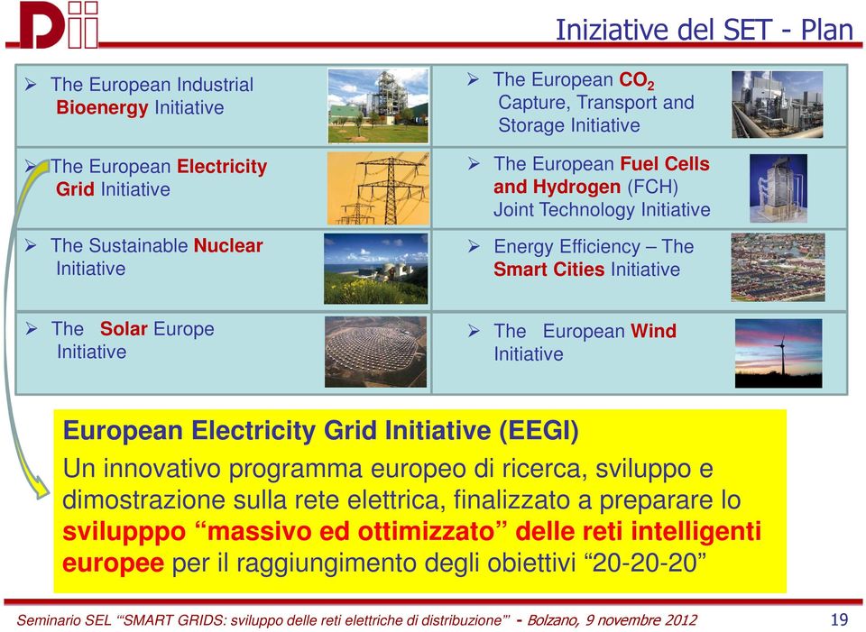 Initiative European Electricity Grid Initiative (EEGI) Un innovativo programma europeo di ricerca, sviluppo e dimostrazione sulla rete elettrica, finalizzato a preparare lo svilupppo