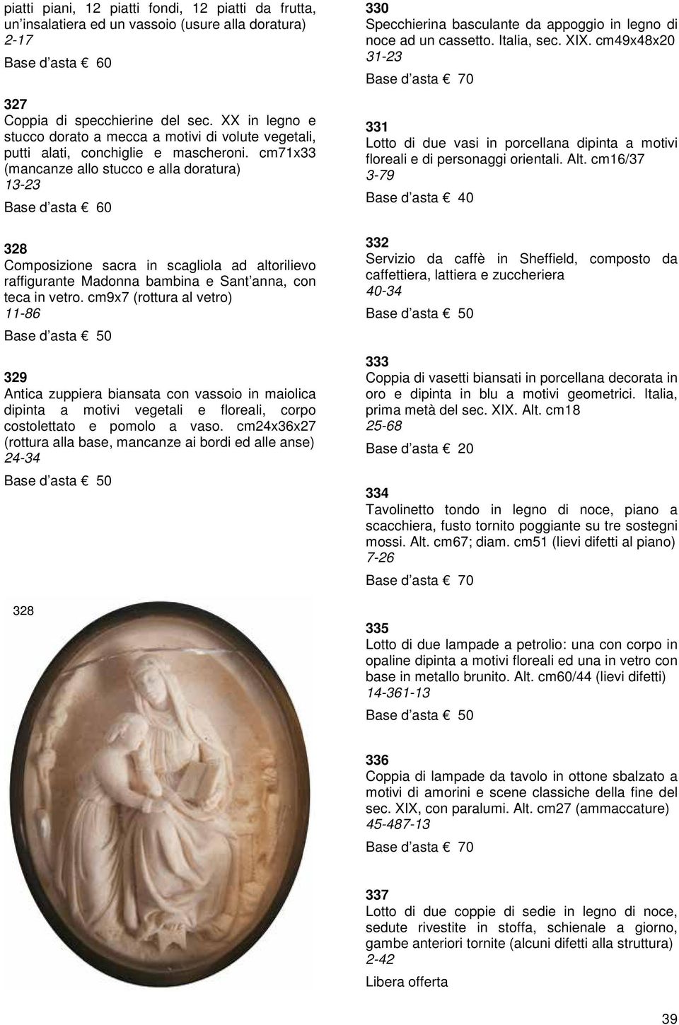 cm71x33 (mancanze allo stucco e alla doratura) 13-23 328 Composizione sacra in scagliola ad altorilievo raffigurante Madonna bambina e Sant anna, con teca in vetro.