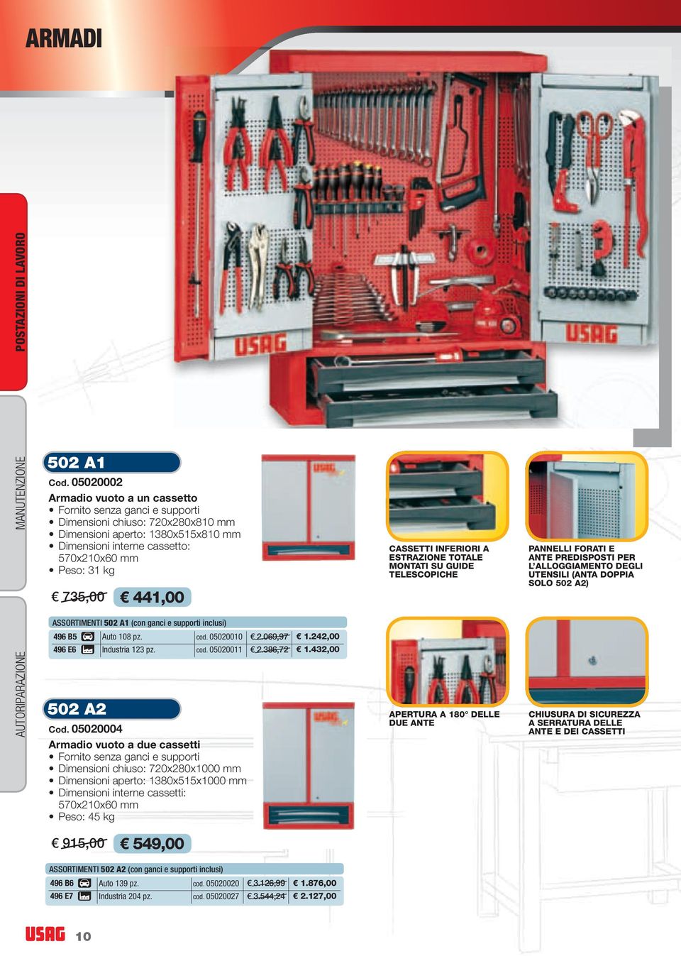 441,00 ASSORTIMENTI 502 A1 (con ganci e supporti inclusi) 496 B5 Auto 108 pz. cod. 05020010 2.069,97 1.242,00 496 E6 Industria 123 pz. cod. 05020011 2.386,72 1.432,00 502 A2 Cod.