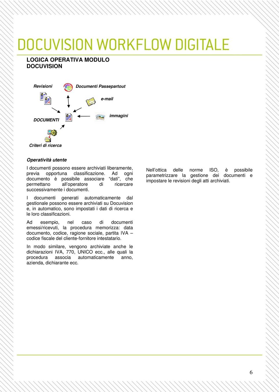 I documenti generati automaticamente dal gestionale possono essere archiviati su Docuvision e, in automatico, sono impostati i dati di ricerca e le loro classificazioni.