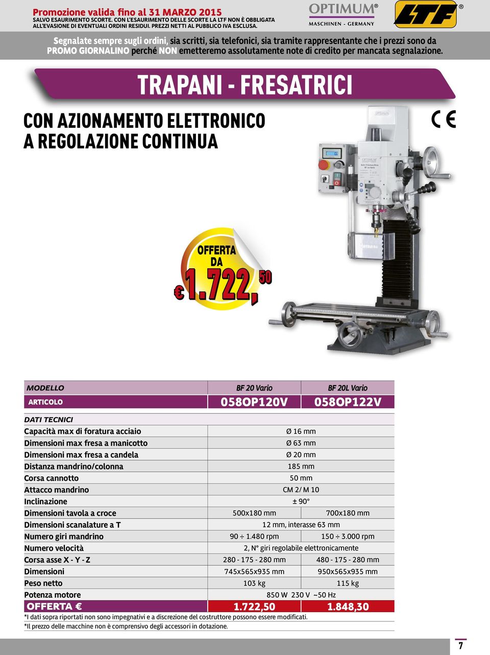 cannotto Ø 16 mm Ø 63 mm Ø 20 mm 185 mm 50 mm Attacco mandrino CM 2/ M 10 Inclinazione ± 90 tavola a croce 500x180 mm 700x180 mm scanalature a T 12 mm, interasse 63 mm