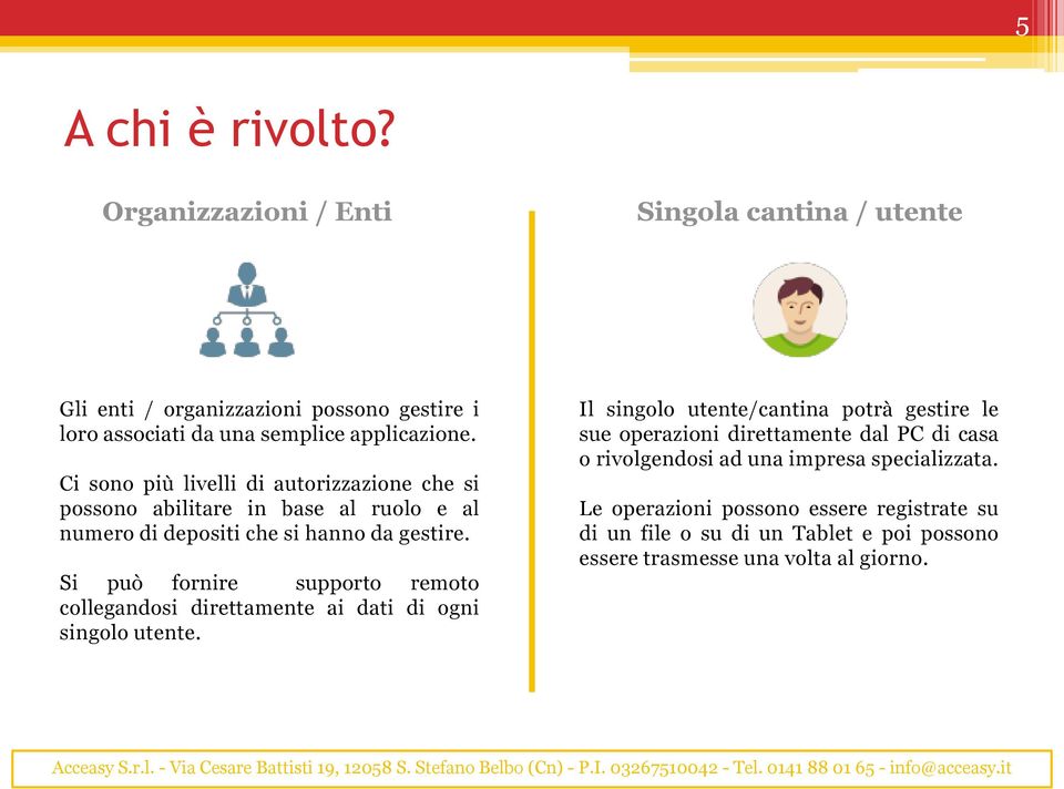 Si può fornire supporto remoto collegandosi direttamente ai dati di ogni singolo utente.