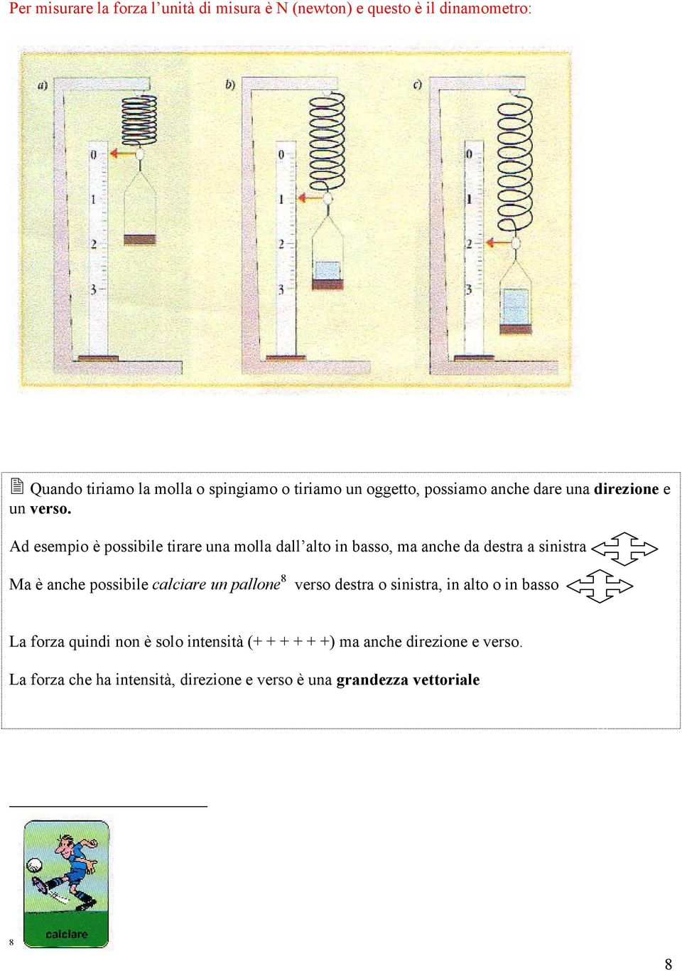 Ad esempio è possibile tirare una molla dall alto in basso, ma anche da destra a sinistra Ma è anche possibile calciare un