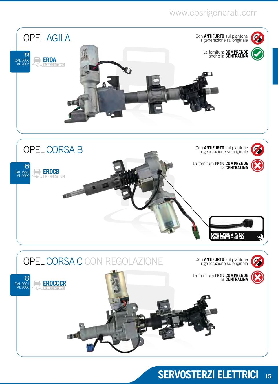 CENTRALINA OPEL CORSA B Con ANTIFURTO sul piantone rigenerazione su originale L 1993 AL 2000 EROCB La fornitura NON