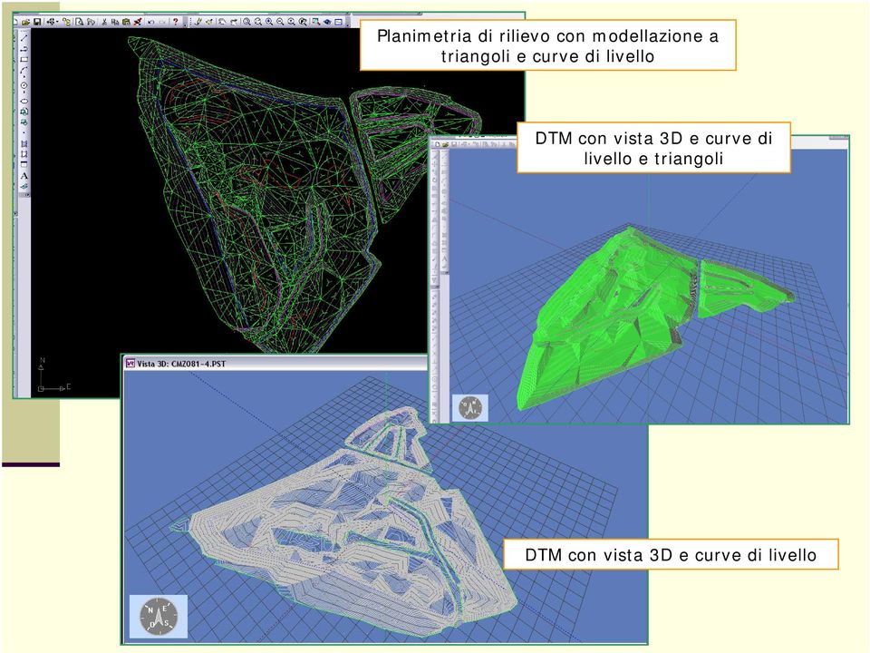 livello DTM con vista 3D e curve di