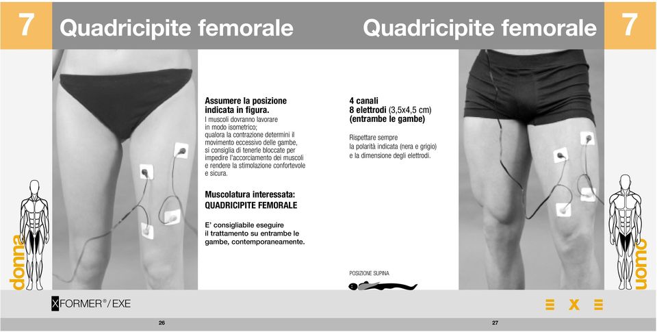 bloccate per impedire l'accorciamento dei muscoli e rendere la stimolazione confortevole e sicura.