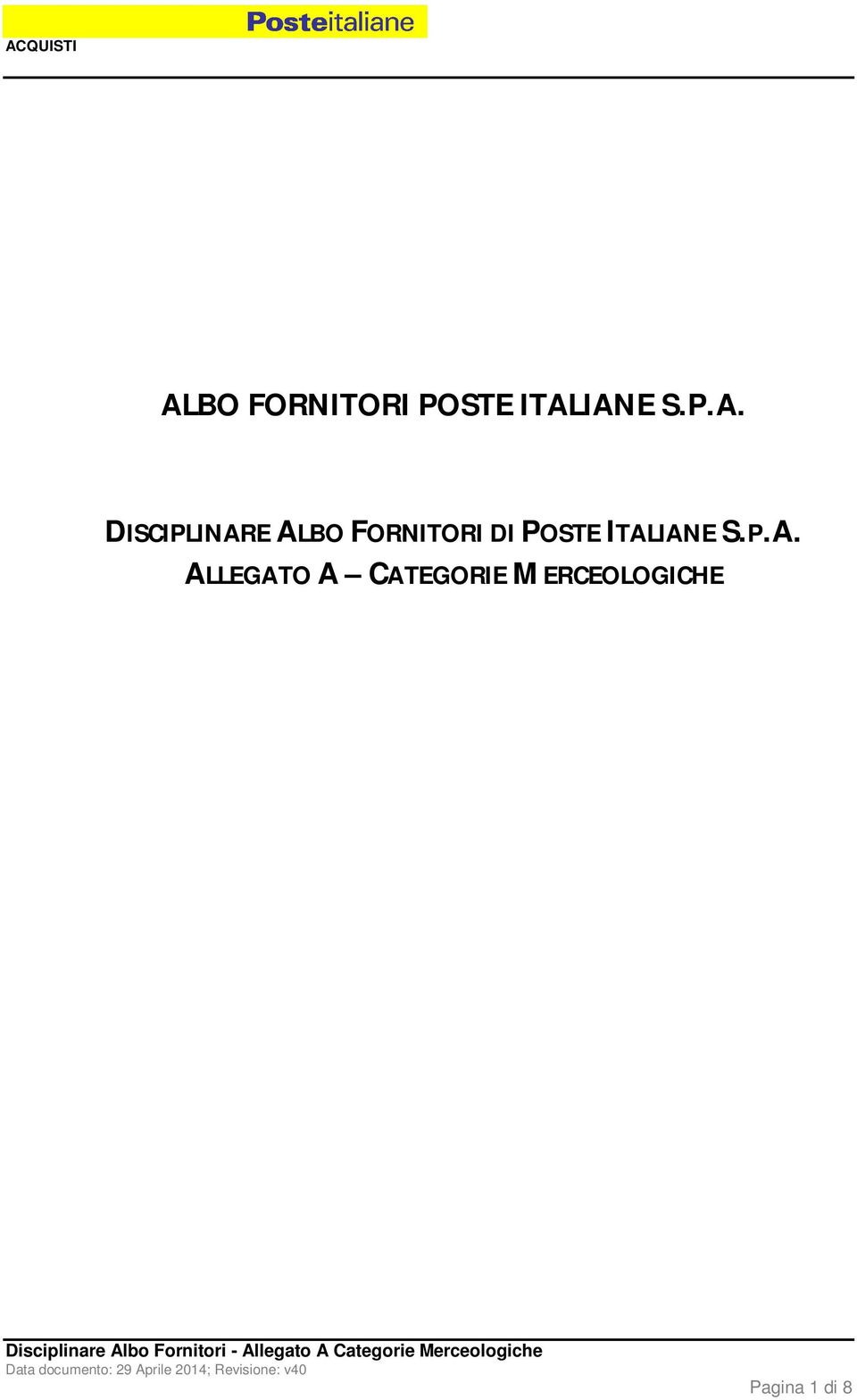 DISCIPLINARE ALBO FORNITORI DI