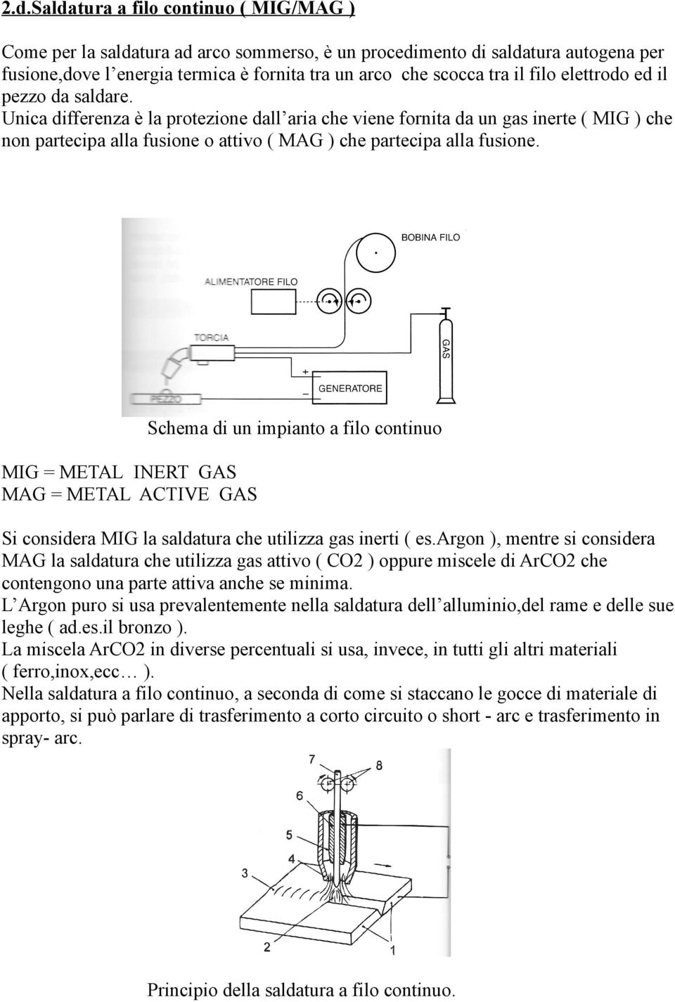 Schema di un impianto a filo continuo MIG = METAL INERT GAS MAG = METAL ACTIVE GAS Si considera MIG la saldatura che utilizza gas inerti ( es.