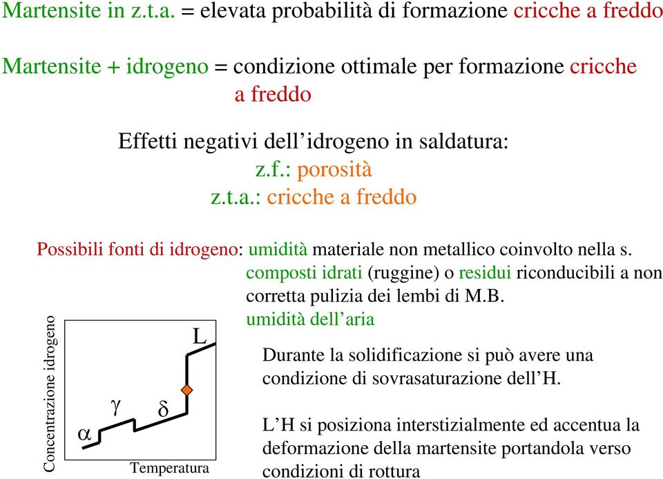 composti idrati (ruggine) o residui riconducibili a non corretta pulizia dei lembi di M.B.