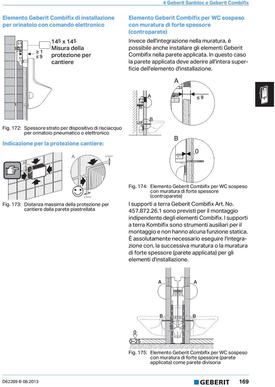 In questo caso la parete applicata deve aderire all'intera superficie dell'elemento d'installazione. 9 B Fig.