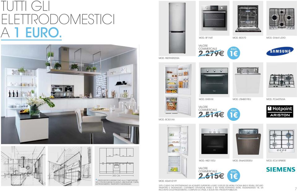 *I PREZZI ESPOSTI SI RIFERISCONO ALLA COMPOSIZIONE TIPO CON ESCLUSIONE DI LAVELLO, MISCELATORE, CAPPA, ELETTRODOMESTICI, TRASPORTO E MONTAGGIO. MOD. KI34VV21FF VALORE COMMERCIALE 2.