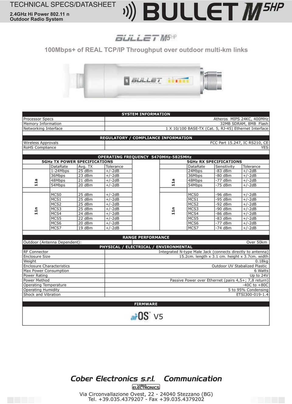 400MHz 32MB SDRAM, 8MB Flash 1 X 10/100 BASE-TX (Cat. 5, RJ-45) Ethernet Interface Wireless Approvals RoHS Compliance REGULATORY / COMPLIANCE INFORMATION FCC Part 15.