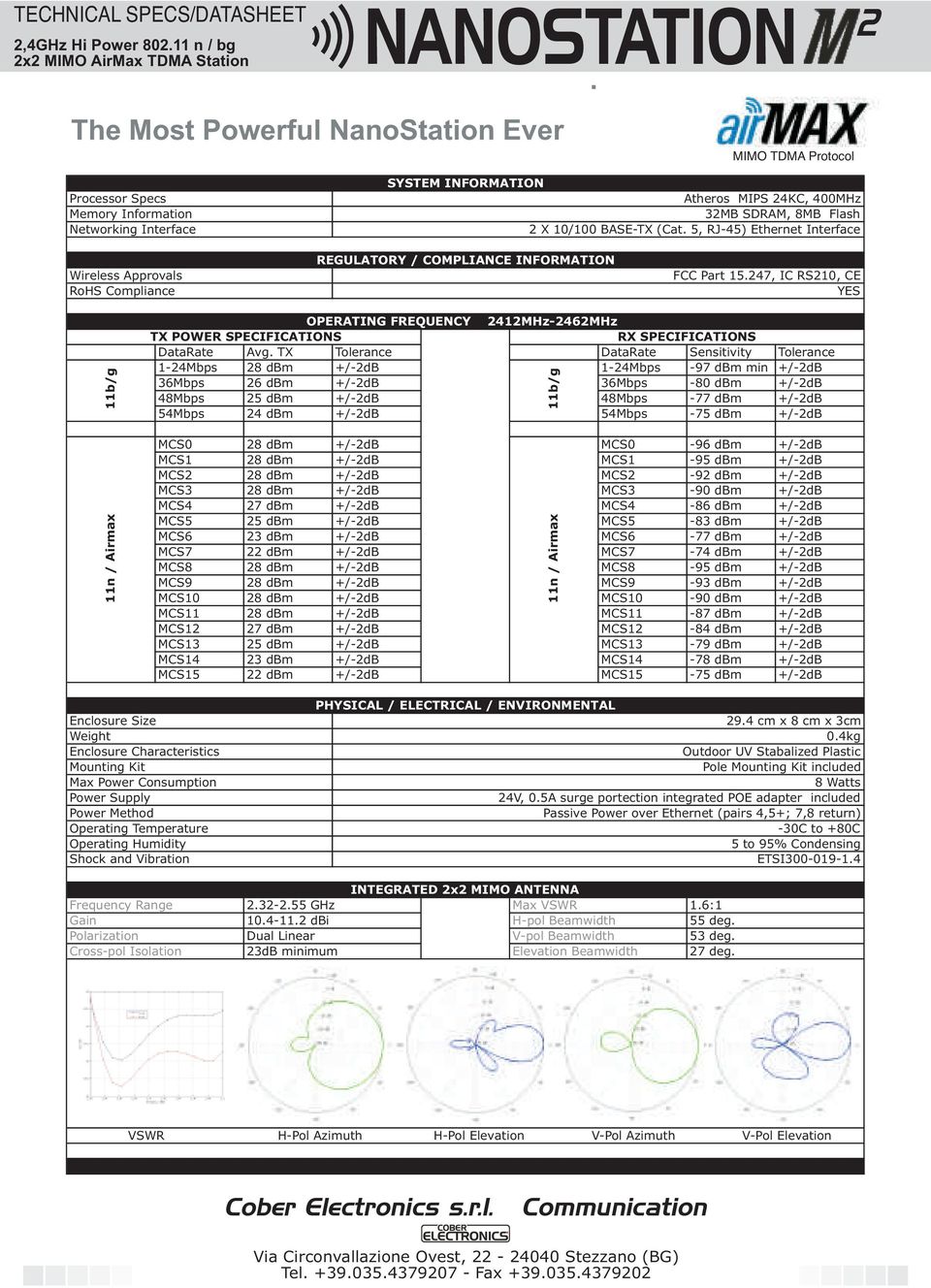 5, RJ-45) Ethernet Interface Wireless Approvals RoHS Compliance REGULATORY / COMPLIANCE INFORMATION FCC Part 15.