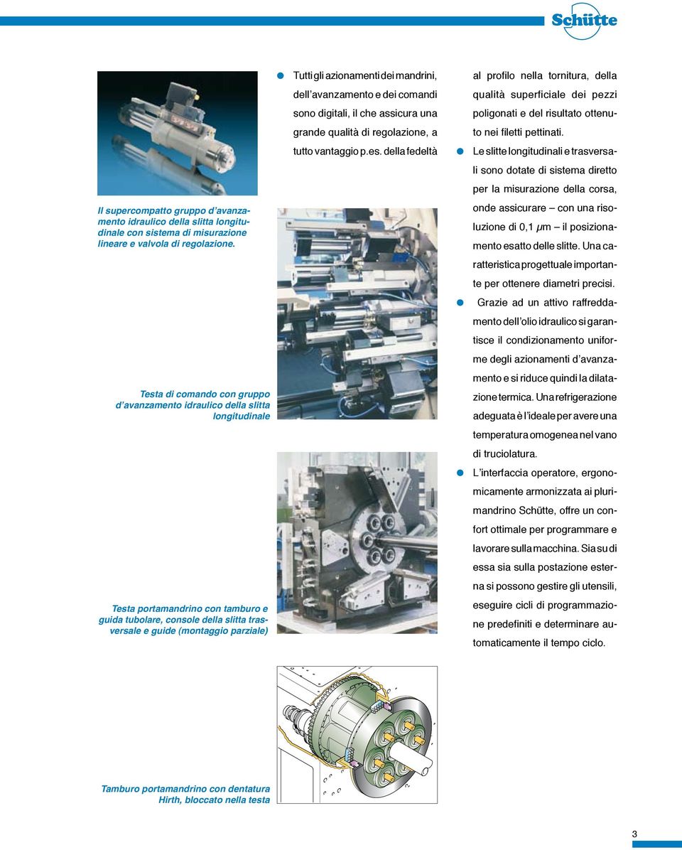 gli azionamenti dei mandrini, dell avanzamento e dei comandi sono digitali, il che assicura una grande qualità di regolazione, a tutto vantaggio p.es.