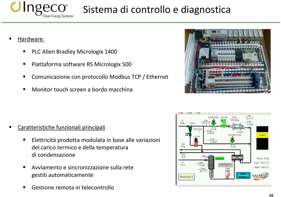 funzionali principali Elettricità prodotta modulata in base alle variazioni del carico termico e della