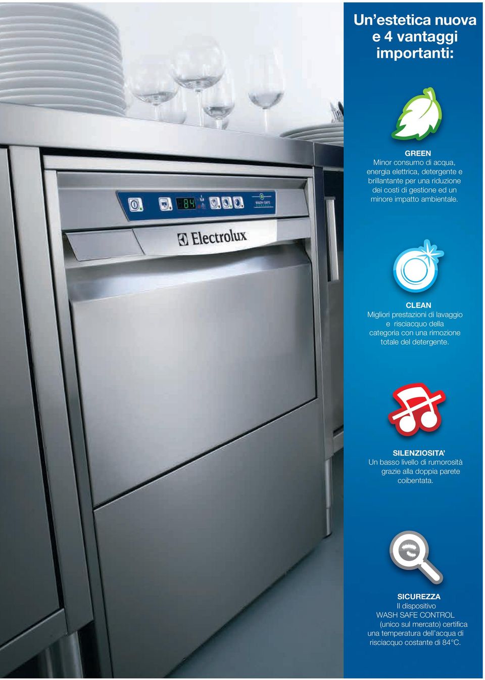 CLEAN Migliori prestazioni di lavaggio e risciacquo della categoria con una rimozione totale del detergente.
