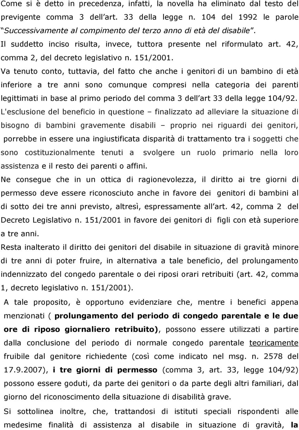 42, comma 2, del decreto legislativo n. 151/2001.