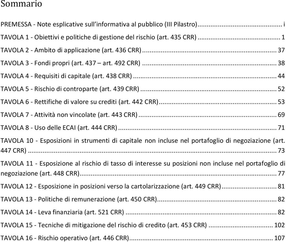 .. 52 TAVOLA 6 Rettifiche di valore su crediti (art. 442 CRR)... 53 TAVOLA 7 Attività non vincolate (art. 443 CRR)... 69 TAVOLA 8 Uso delle ECAI (art. 444 CRR).