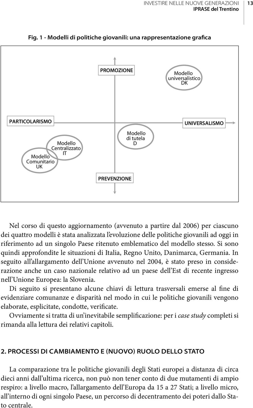 UNIVERSALISMO Nel corso di questo aggiornamento (avvenuto a partire dal 2006) per ciascuno dei quattro modelli è stata analizzata l evoluzione delle politiche giovanili ad oggi in riferimento ad un