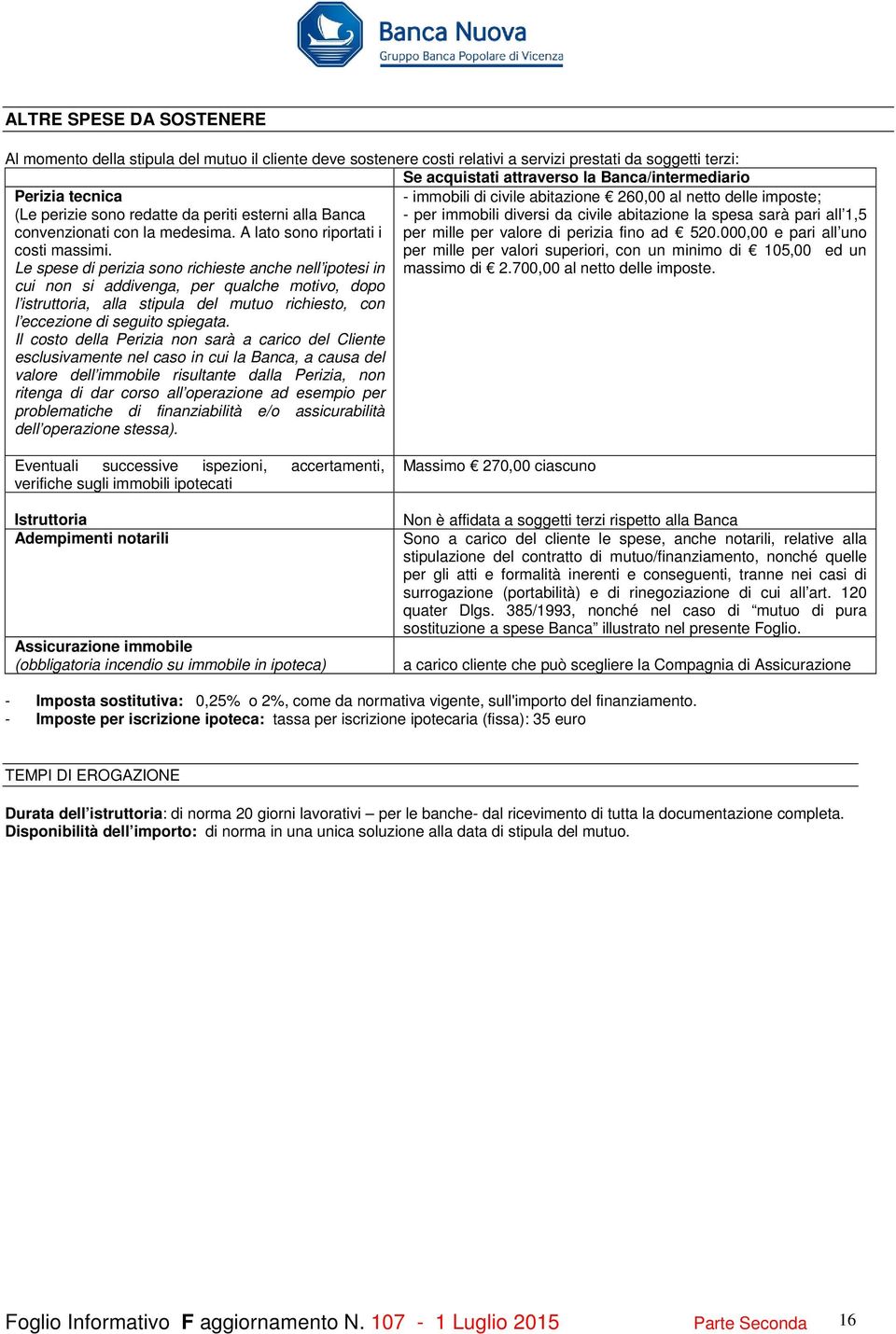 Le spese di perizia sono richieste anche nell ipotesi in - immobili di civile abitazione 260,00 al netto delle imposte; - per immobili diversi da civile abitazione la spesa sarà pari all 1,5 per