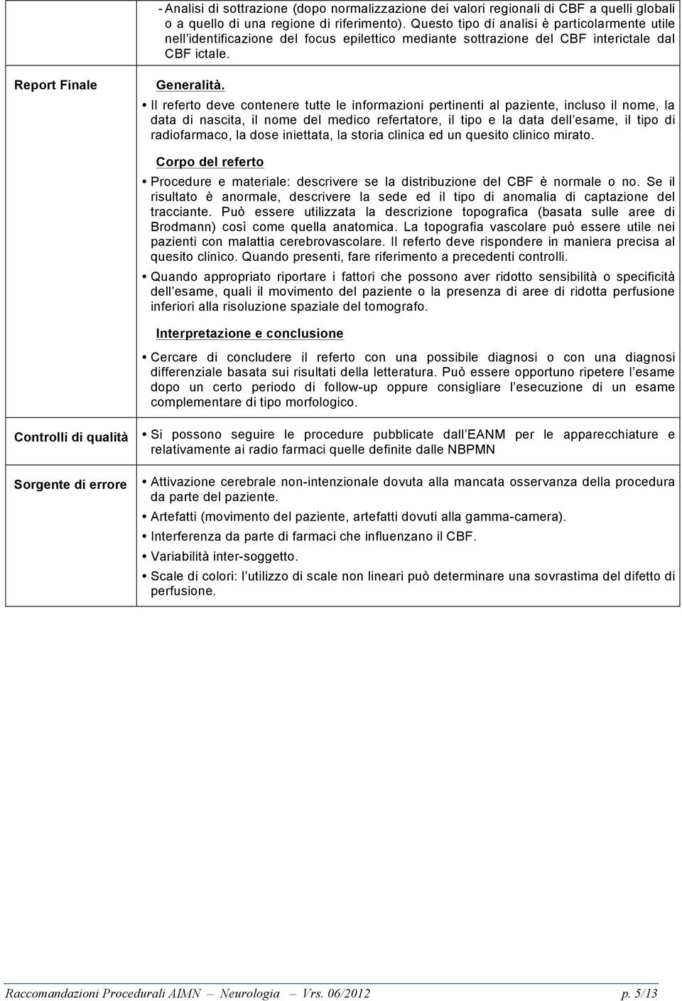 Il referto deve contenere tutte le informazioni pertinenti al paziente, incluso il nome, la data di nascita, il nome del medico refertatore, il tipo e la data dell esame, il tipo di radiofarmaco, la