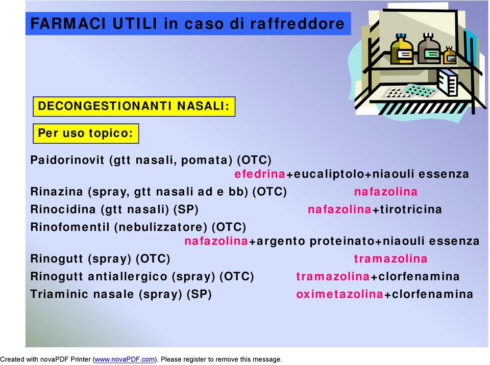 nafazolina+tirotricina Rinofomentil (nebulizzatore) (OTC) nafazolina+argento proteinato+niaouli essenza Rinogutt (spray)
