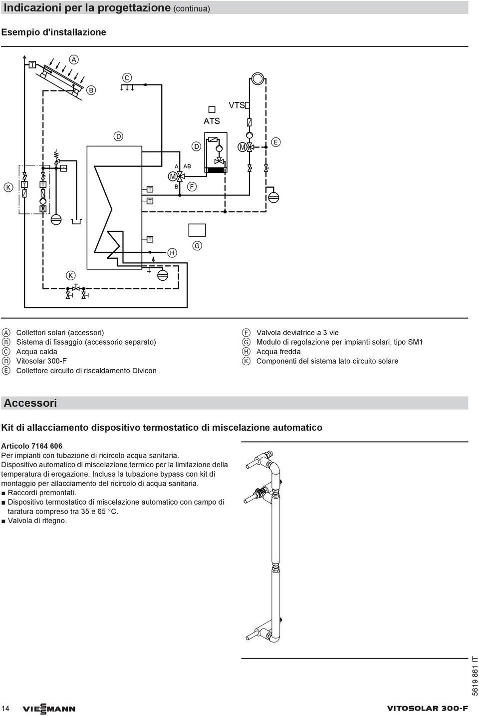 circuito solare Accessori Kit di allacciamento dispositivo termostatico di miscelazione automatico Articolo 7164 606 Per impianti con tubazione di ricircolo acqua sanitaria.