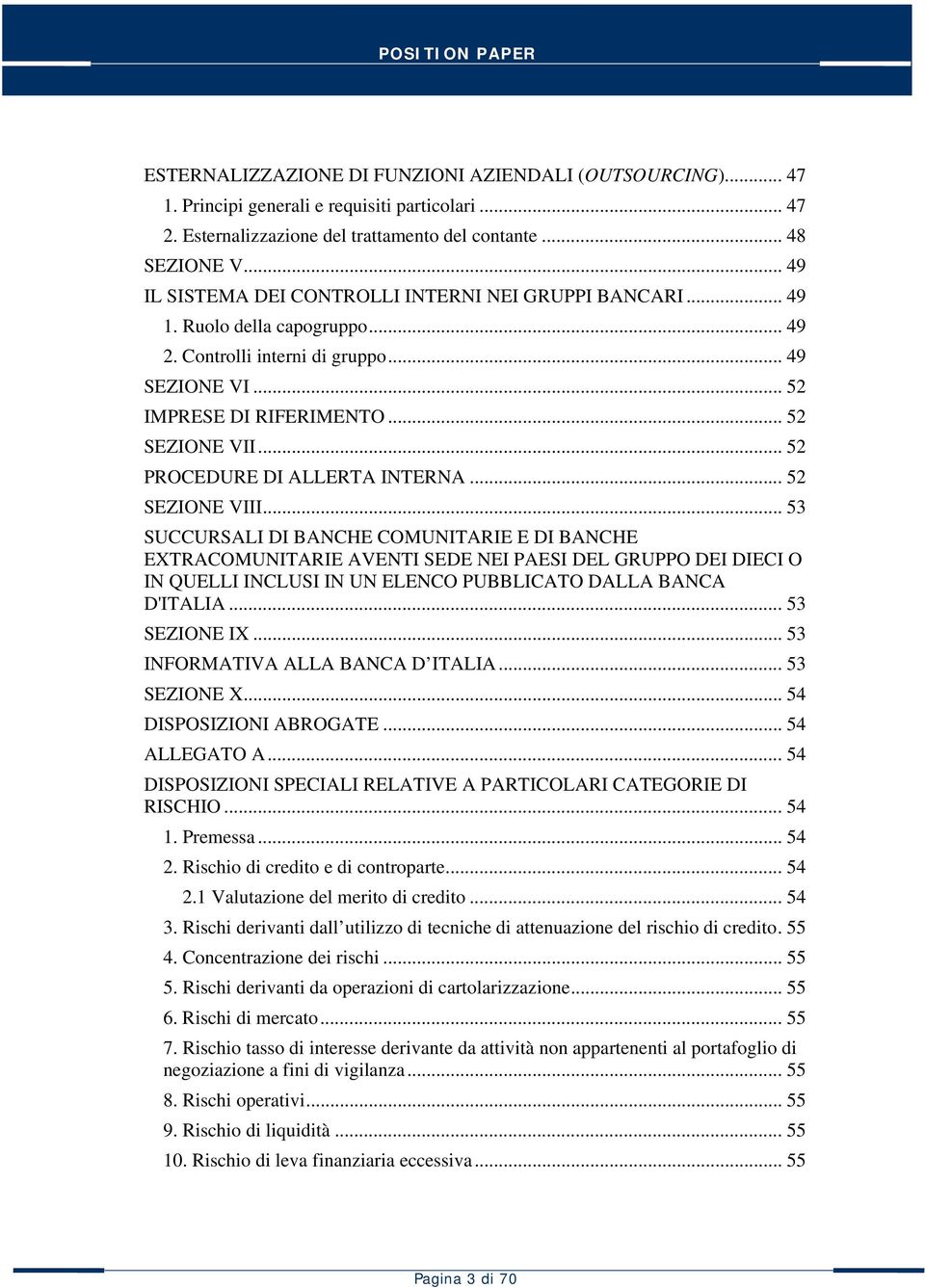 .. 52 PROCEDURE DI ALLERTA INTERNA... 52 SEZIONE VIII.