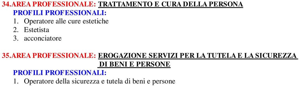 AREA PROFESSIONALE: EROGAZIONE SERVIZI PER LA TUTELA E LA