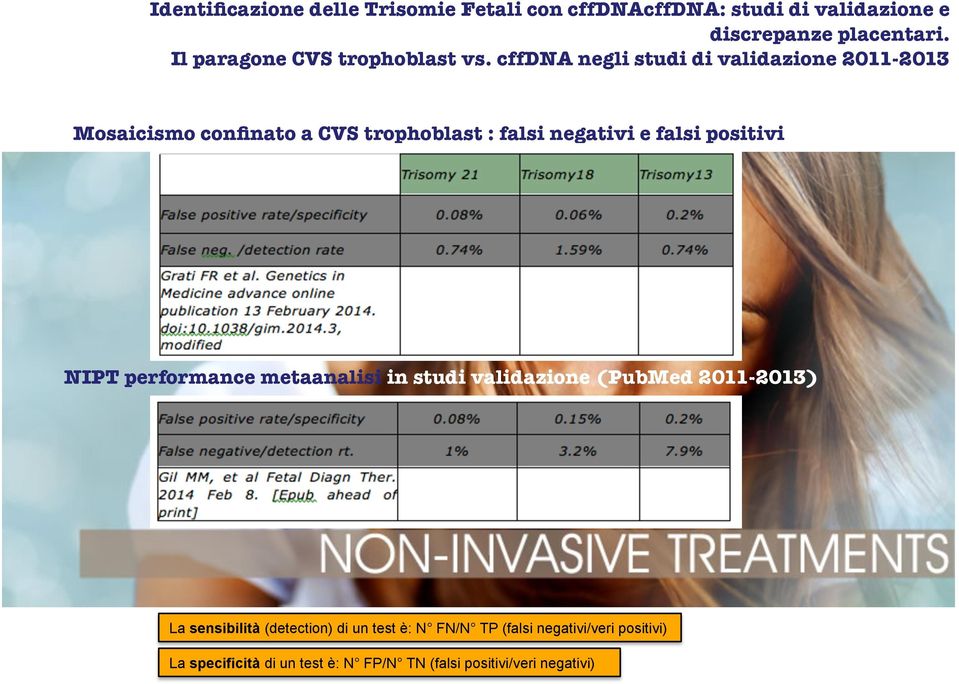 cffdna negli studi di validazione 2011-2013 Mosaicismo confinato a CVS trophoblast : falsi negativi e falsi positivi