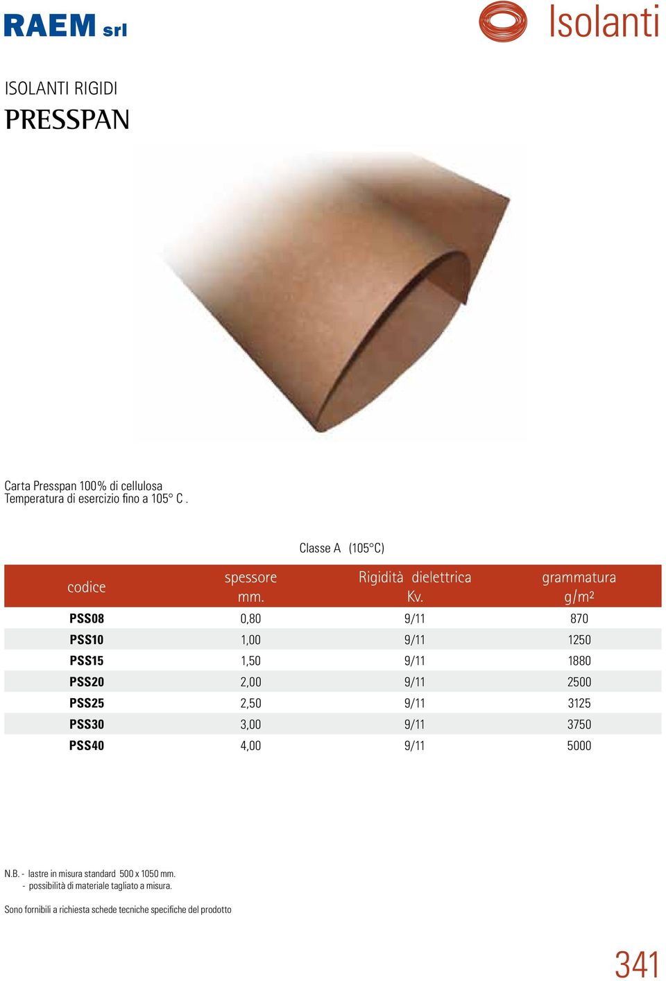 grammatura g/m² PSS08 0,80 9/11 870 PSS10 1,00 9/11 1250 PSS15 1,50 9/11 1880 PSS20 2,00 9/11 2500 PSS25 2,50 9/11 3125