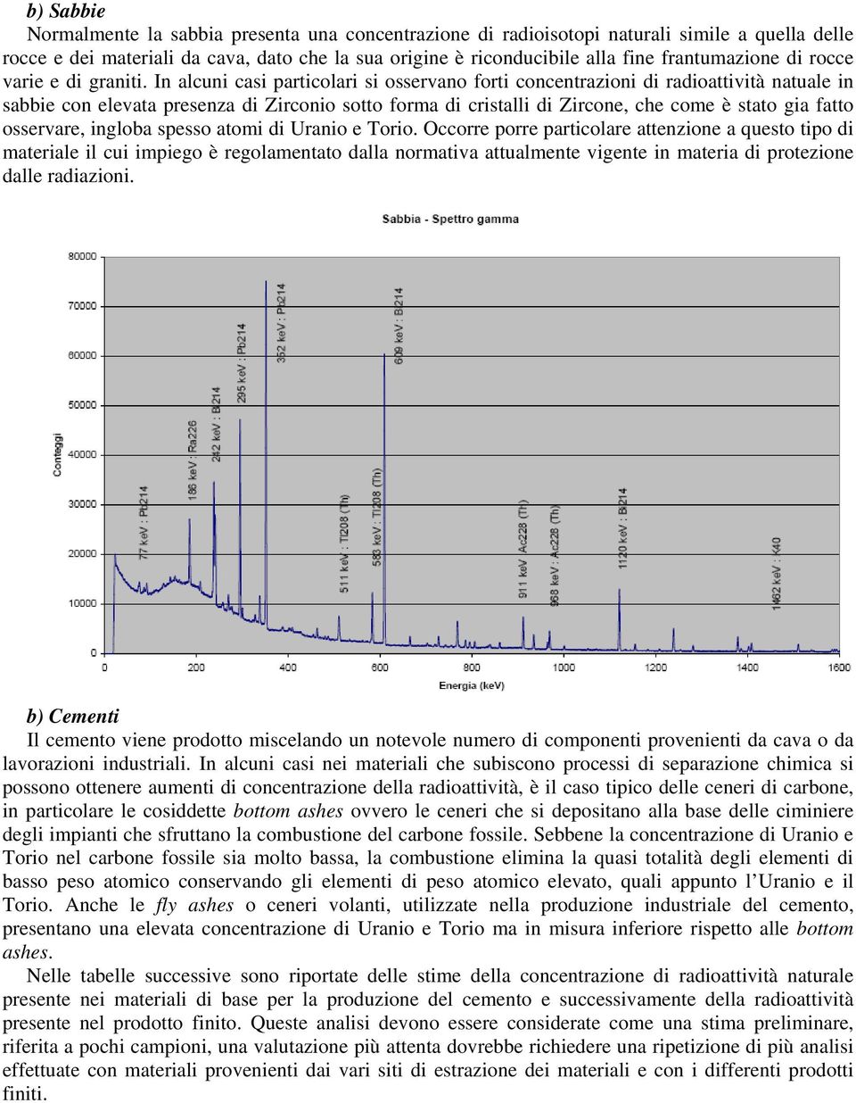 In alcuni casi particolari si osservano forti concentrazioni di radioattività natuale in sabbie con elevata presenza di Zirconio sotto forma di cristalli di Zircone, che come è stato gia fatto