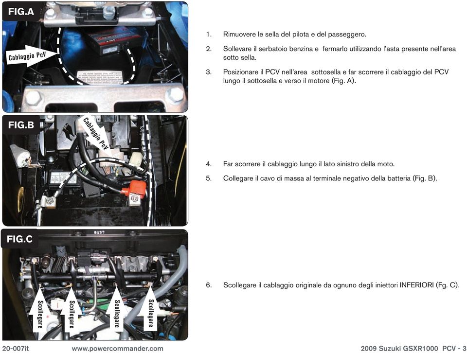 Posizionare il PCV nell area sottosella e far scorrere il cablaggio del PCV lungo il sottosella e verso il motore (Fig. A). FiG.