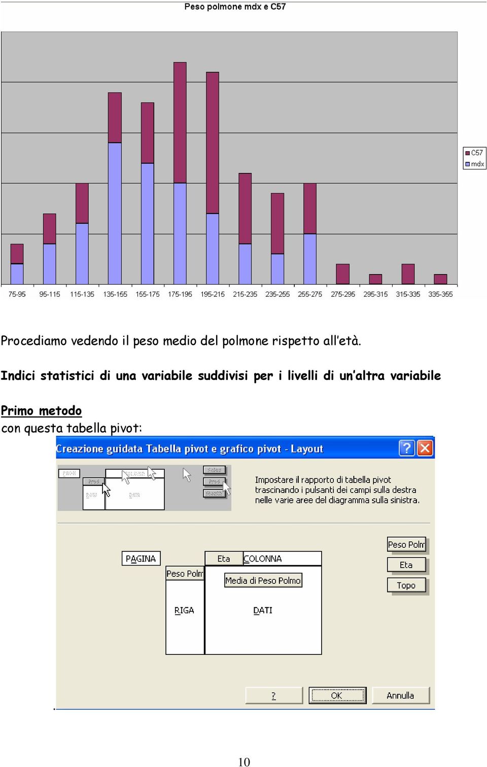 Indici statistici di una variabile suddivisi