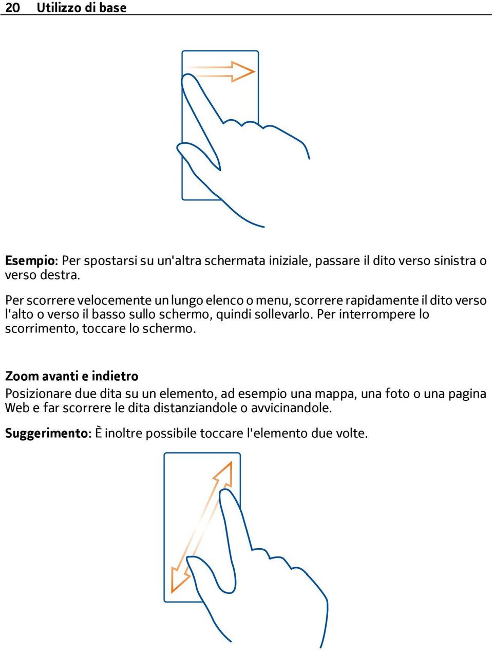 sollevarlo. Per interrompere lo scorrimento, toccare lo schermo.